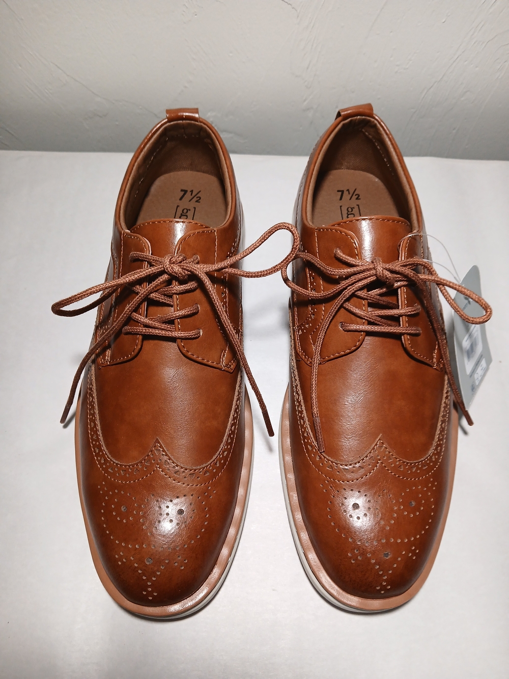 George Jonaah Oxford Memory Foam Men's 7.5 Brown Wingtip Dress Shoes NWT
